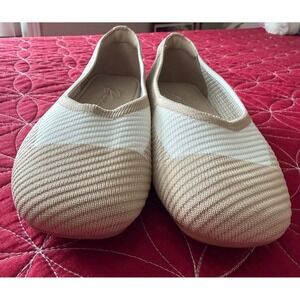 Bacia Knit Ballet Flats Women's Shoes Cream Beige Slip On Comfort Casual NWT